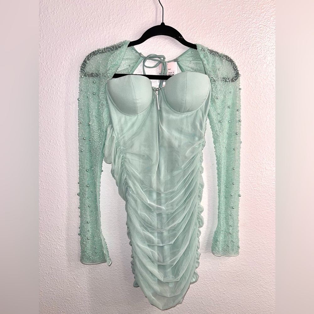 Oh Polly St. Germain Embellished Long Sleeve in Aqua